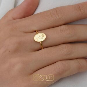 انگشتر طلا پلاک | انگشتر طلا گل | انگشتر طلا حک تصویر | انگشتر طلا سفارشی